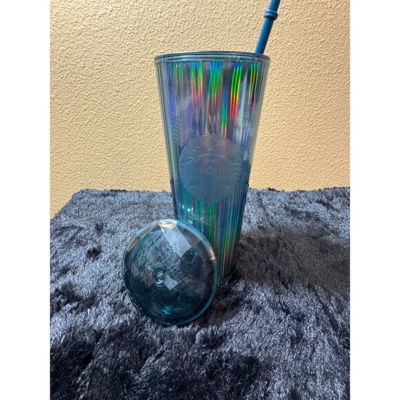 Starbucks Iridescent Acrylic Tumbler Straw 24 Oz Limited Edition Dome Lid New - Picture 3 of 7